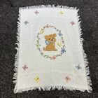 Completed Puppy Butterfly Cross Stitch Needlepoint Nursery Blanket 39" X 29.5"