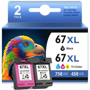 67 XL Ink Cartridges for HP 67XL Deskjet 2720 2755 4155 4158 Envy 6010 6055 6075 - Picture 1 of 10