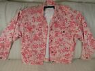 Vintage Chaus Sport Denim Jacket with Pink Flowers/Roses Design Size Small O1