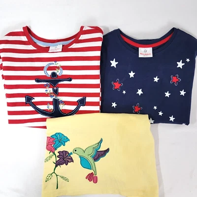 Lot of 3 Hanna Andersson Short Sleeve Summer Shirts Girls Size 160 / 14 Red Blue - Image 1 of 4