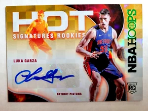 2021-22 Hoops LUKA GARZA RC Rookie Hot Signatures GREEN AUTO Pistons Wolves - Picture 1 of 2