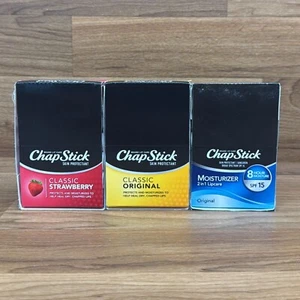 Variety ChapStick Strawberry , Classic, & 2in1 Moisturizer (12 Each) Exp07/25 - Picture 1 of 2