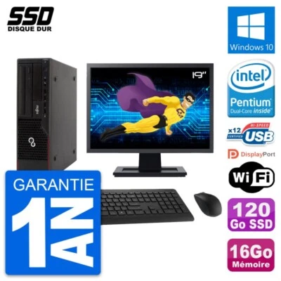 PC Fujitsu E910 Dt Pantalla 19" Intel G630 RAM 16Go SSD 120Go Windows 10 Wifi - Imagen 1 de 4
