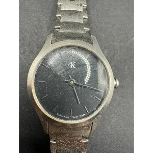 Calvin Klein K26121 All Stainless Steel Quartz Watch Swiss Made Black Dial - Picture 1 of 5