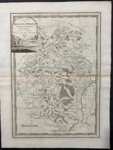 MOSCOW REGION RUSSIA 1795 CASSINI UNUSUAL ANTIQUE ORIGINAL COPPER ENGRAVED MAP - Picture 1 of 1