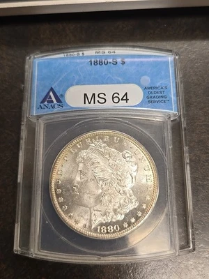 Dólar Morgan 1880-S ANACS MS64 MS 64 $1 San Francisco 90% dólar de plata Foto 1 de 4