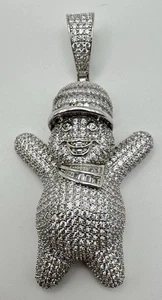 Schöner großer BS massiver Sterling Silber gepflasterter Kubikzirkonien TEIGJUNGE Anhänger - Bild 1 von 18