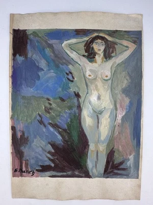 Pintura artística Edvard Munch certificado de autenticidad dibujo original papel vintage firmado Foto 1 de 3