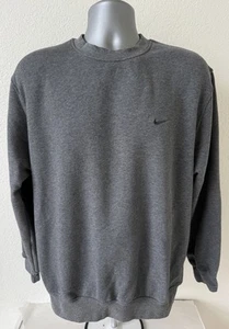 New Vtg Nike Sweatshirt Mens Large Gray Crewneck Swoosh Logo Y2K Silver Bar Tag - Picture 1 of 6