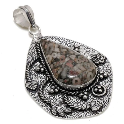 Ciondolo gioiello design antico fatto a mano pietra preziosa corallo... - Immagine 1 di 4