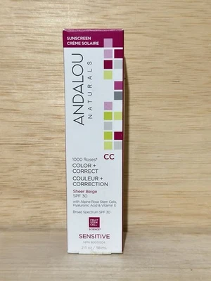 ANDALOU NATURALS 1000 Roses CC Color + Correct Sheer Beige SPF 30,2 Fl Oz Sealed - Image 1 of 4