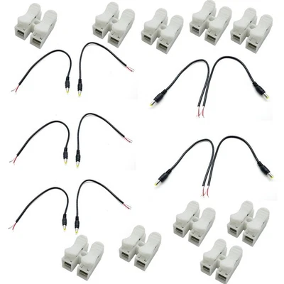 10pcs DC Power Cable 5.5mm x 1.7mm Male Tinned Ends CCTV Camera LED Strip Router - Image 1 of 4