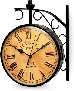 1747 London Victoria Station doppelseitige Eisenbahn Wanduhr 8" - Bild 1 von 9