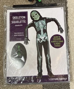 Skeleton Halloween Costume Glow In The Dark Child Size Med 8-10 NIB - Picture 1 of 4