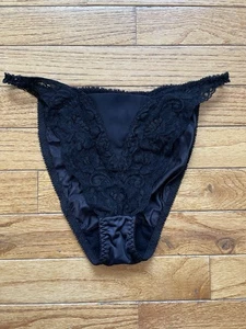 Bragas de bikini Christian Dior brillantes de satén negras de colección LEER - Imagen 1 de 7