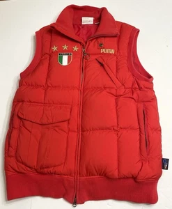 PUMA Embroidered Italia Red Puffer Down Duck Feathers Vest Size Medium Italy - Picture 1 of 10