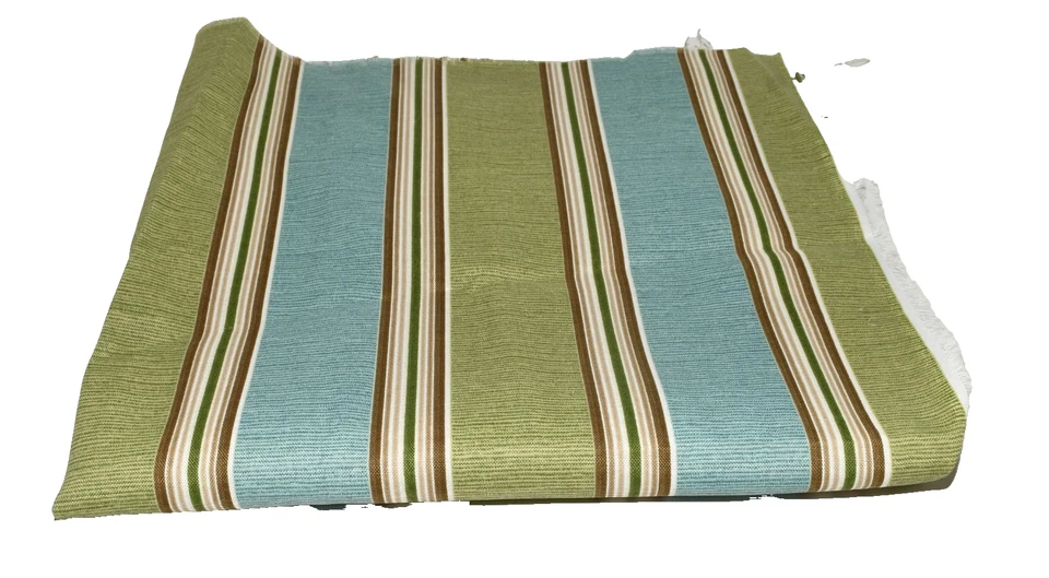 2009 John Wolf by Richloom Blue Green Brown Striped Upholstery Fabric 55" x 26" - Image 1 of 4