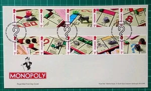 2025 Monopoly Set of 10 on Royal Mail FDC Tallents House Pmk - Picture 1 of 2