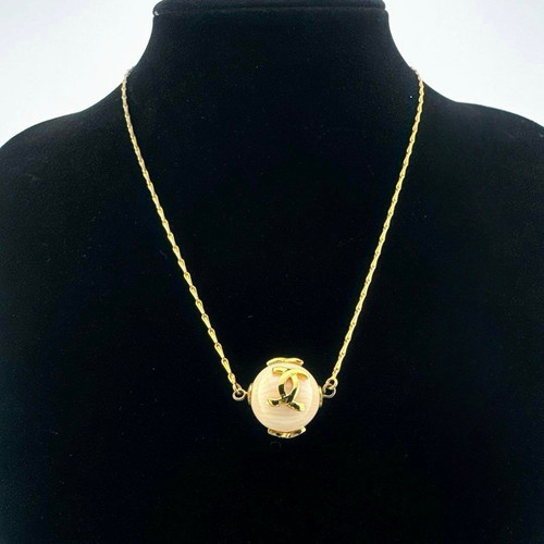 Collana sfera marmo triplo marchio cocco originale CHANEL oro