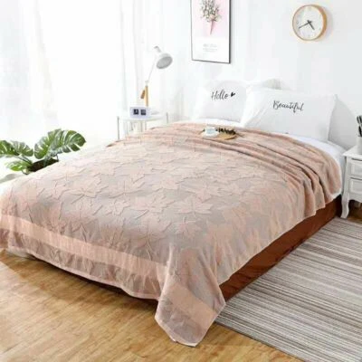 Pure Cotton Blanket Throws Bed Sheet Super Cozy Summer Towel Quilt Bed Cover - Image 1 of 4