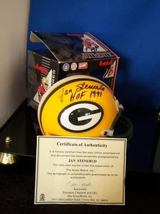 JAN STENERUD GREEN BAY PACKERS SIGNED AUTOGRAPH MINI CERTIFIED BY SCOREBOARD   - Picture 1 of 5