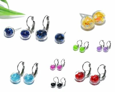 OHRSTECKER OHRHÄNGER Ohrringe Kristalle Perle Glitzer Glaskugel Kugel silber - Bild 1 von 3