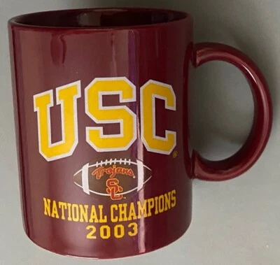 USC Trojans 2003 National Champion Coffee Cup Cardinal / Red Mug - Image 1 of 4