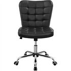Armless Desk Task Chair Mid-back Office Chair Pu Leather Chair With Metal Base