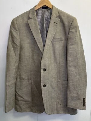 Abrigo deportivo Stafford para hombre 42L lino y lana espiga blazer chaqueta beige Foto 1 de 4