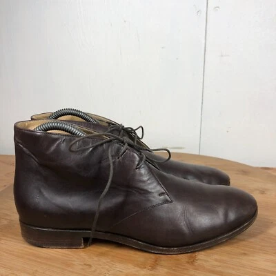 Jil Sanders Botas 37.5 Mujer 7 Marrón Cuero Chukka Zapatos al Tobillo Clásicos Italia Foto 1 de 4