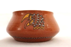 Native American Pottery Eagle Heads Cherokee Fluted Bowl by Victoria McKinney - Picture 1 of 14