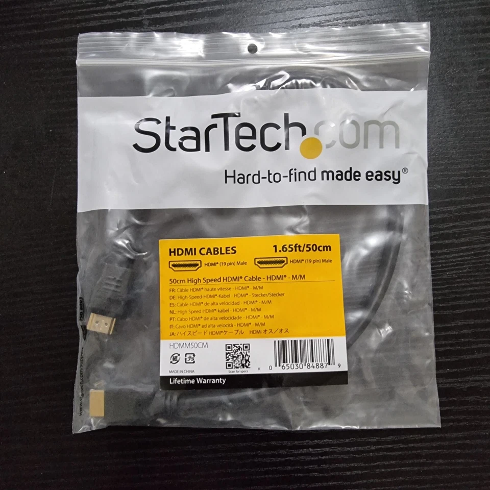 Lot of 10x New Startech High Speed HDMI Cables Male to Male 50cm Long - Image 1 of 1