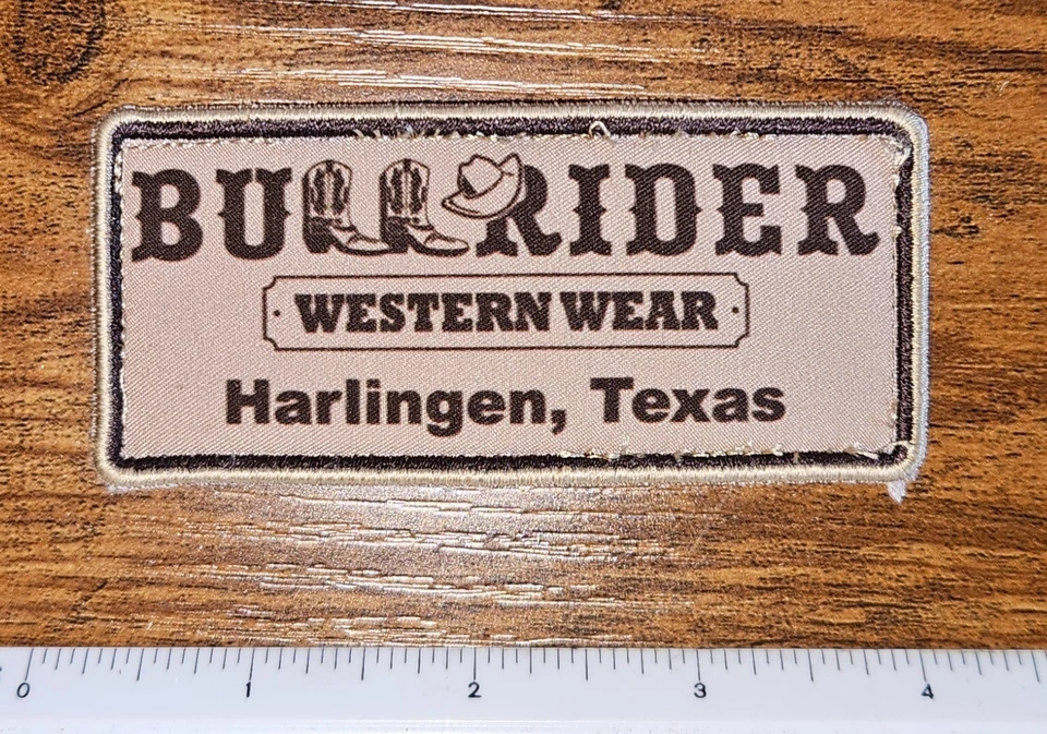 Bull Rider Western Wear Harlingen Texas Hat Patch - Image 1 of 1