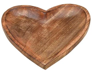 Dekoteller Herz Teller Herzform Dekotablett Tablett Mangoholz Holz braun 26 cm - Bild 1 von 1