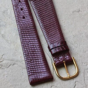 Correa de reloj Oxblood 19 mm extremos genuina lagarto vintage NOS por Tourneau Watch NY - Imagen 1 de 3