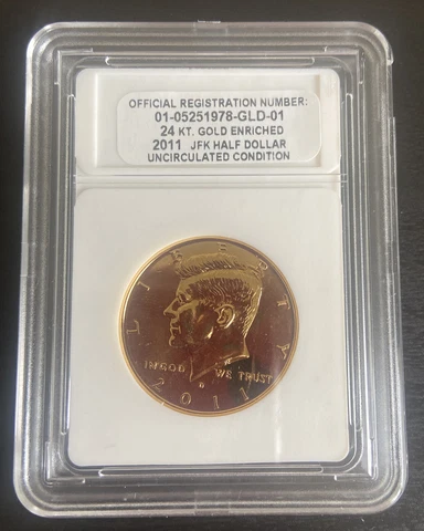 2011 D Kennedy Half Dollar Coin Unc 24 KT Gold Enriched in Slab Cover