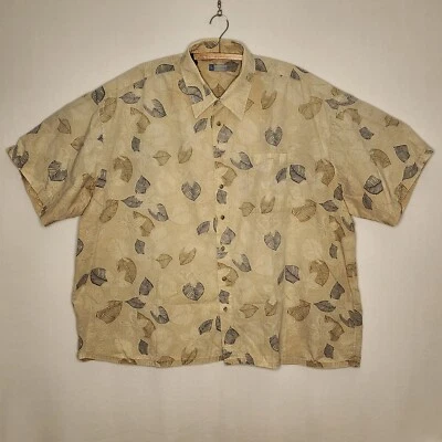 Half Moon Bay Leaf/Flower Print Short Sleeve Shirt Men's 4X (See Sm Spot in Pic) - Image 1 of 4