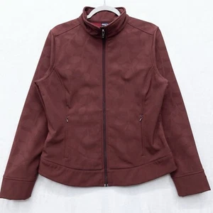 Patagonia Women's Maroon Floral Full Zip Soft Shell Leaf Print Jacket Size L - Picture 1 of 4