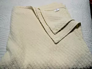 Vintage Ivory DAN RIVER Woven Pattern Heavy Top Blanket w/Solid Edges 82" x 75" - Picture 1 of 16