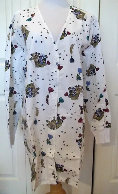 Yakko Kitty Cat Scrub Top Lab Coat Women's 1X-2X NWT White/Multi New - Image 1 of 4