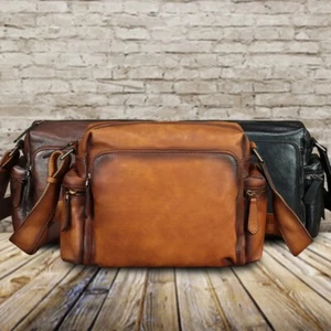 Genuine Leather Purse and Messenger Bag for Men Fashion Leather Shoulder Bag - Picture 1 of 13