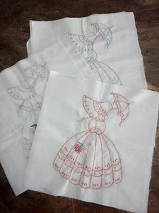 11 Jack Dempsey Girl Parasol Unfinished Needle Art Craft Squares 18x18" - Picture 1 of 13