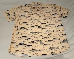 Michael Austin Fish Print Yellow Button Down Hawaiian Shirt Men’s XL EUC - Picture 1 of 9