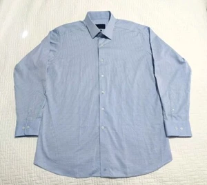 David Donahue Shirt Mens Slim 17.5 34/35 Blue Preppy Dress Long Sleeve - Picture 1 of 10