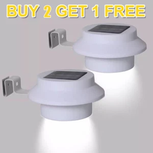 Solar Powered 3LED Gutter Light Outdoor/Garden/Yard/Wall/Fence/Pathway Lamp whit - Picture 1 of 19