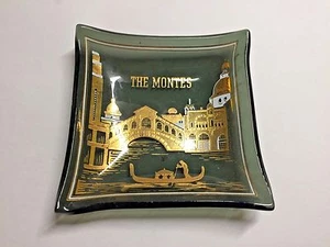 Vtg Smoke Glass Small 2 1/4" Ashtray Dish The Montes Venice Italy Gondola EUC - Picture 1 of 4