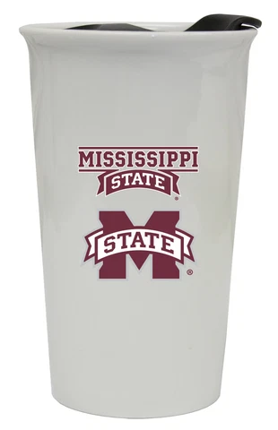 Mississippi State Bulldogs Double Walled Ceramic Tumbler Set-NCAA Travel Mug 2pk Cover
