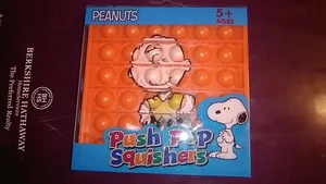 💥NEW 2021~Push POP Squishers~Peanuts~Charlie Brown~Fidget Square🔶Orange~5+ - Picture 1 of 3