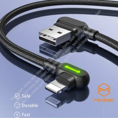 Cargador de ángulo recto cable 3X MCDODO 90 grados 4/6/10 pies para iPhone 14 13 12 11 XR Foto 1 de 4