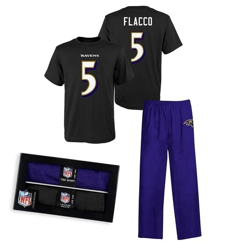 Joe Flacco Baltimore Ravens NFL Boys 2 Piece Shirt Pants Pajama Set MEDIUM (5-6) Cover